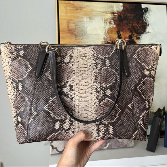 NWT Coach Ava New Python F35888 Gray Beige Brown Multi Leather Tote